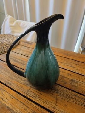 Ceramic Teardrop Pitcher in Green and Black